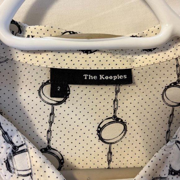 The Kooples Handcuff Print Silk Button Down in size 2 - Picture 2 of 2